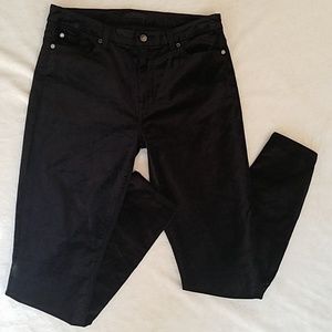 Black velvet stretch pants